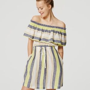 Loft Beach Striped off the shoulder Dress